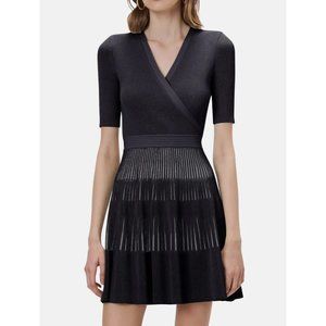 NEW SIMKHAI Nadya Compact Rib Wrap Skater Mini Dress SIZE S